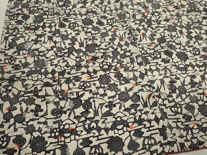 平和屋着物■上質な小紋　型染め　風景花文　正絹　逸品　CABH1074ou