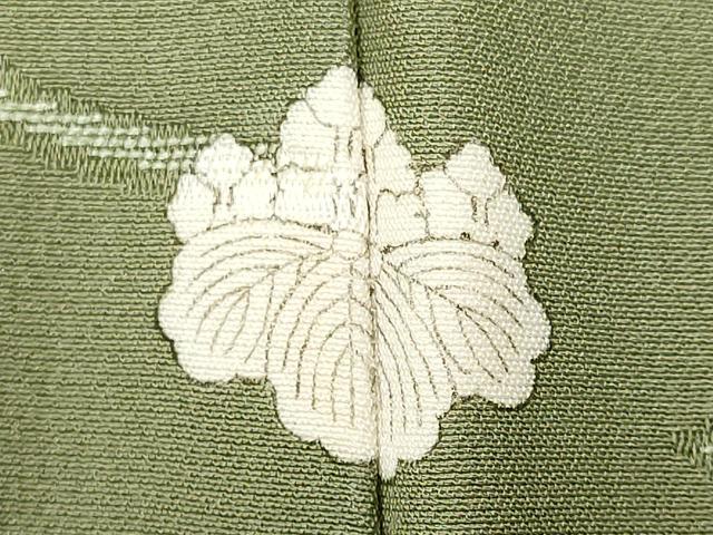 平和屋着物■上質な色無地　枝葉地紋　鶸茶色　正絹　逸品　CABH1052ou