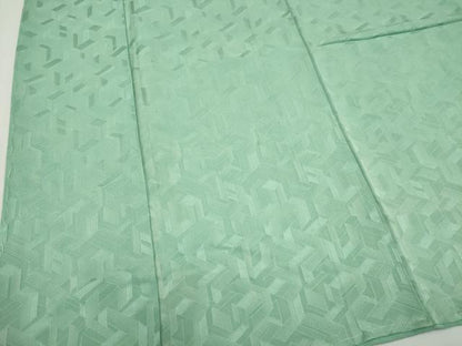 平和屋着物■上質な色無地　幾何学地紋　薄萌葱色　正絹　逸品　CABH1048ou