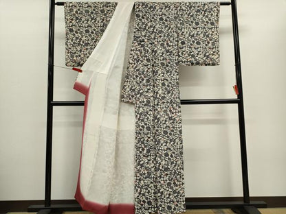 平和屋着物■上質な小紋　型染め　風景花文　正絹　逸品　CABH1074ou