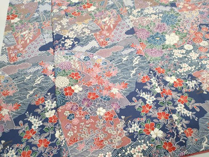 平和屋着物■上質な小紋　飛鶴吉祥花文　金彩　正絹　逸品　CABH1071ou