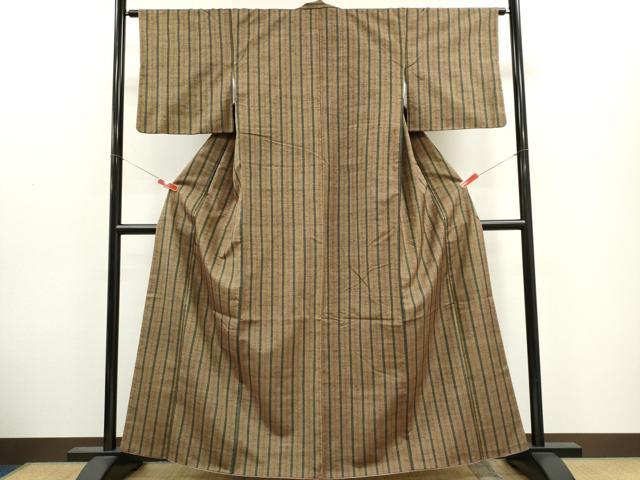 正絹 逸品 縞 紬 平和屋着物男性 アンサンブル 平和屋着物○男性