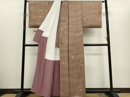 平和屋着物■江戸小紋　寄せ小紋柄　草花文　正絹　逸品　CABH1073ou