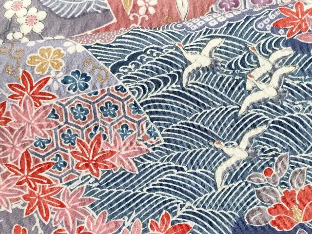 平和屋着物■上質な小紋　飛鶴吉祥花文　金彩　正絹　逸品　CABH1071ou