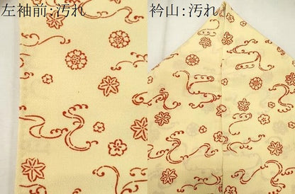 平和屋着物■上質な小紋　立波草花文　鬼しぼ縮緬　正絹　逸品　CABH1017ou