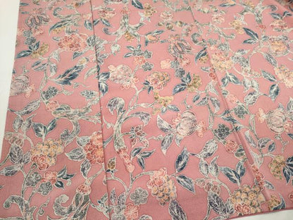 平和屋着物■上質な小紋　草花文　鬼しぼ縮緬　正絹　逸品　CABH1064ou
