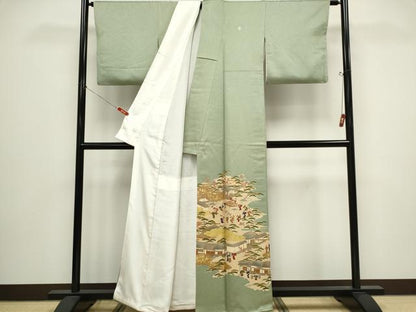 平和屋着物■豪華色留　駒刺繍　人物風景文　金彩　正絹　逸品　CABH1057ou