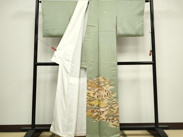 平和屋着物■豪華色留　駒刺繍　人物風景文　金彩　正絹　逸品　CABH1057ou