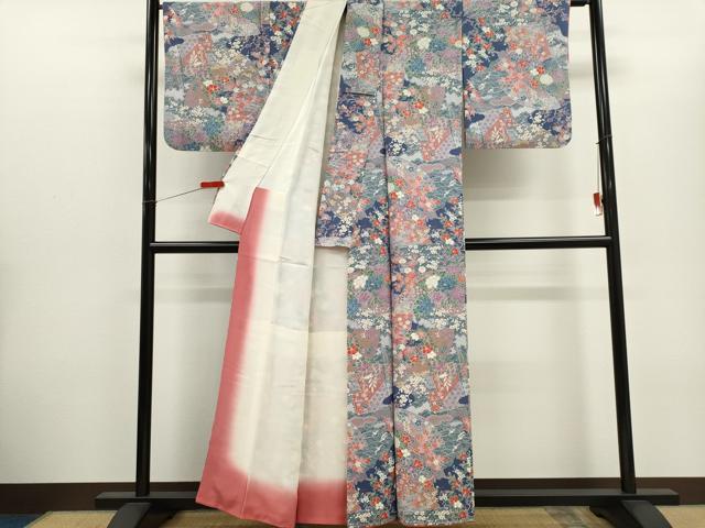 平和屋着物■上質な小紋　飛鶴吉祥花文　金彩　正絹　逸品　CABH1071ou