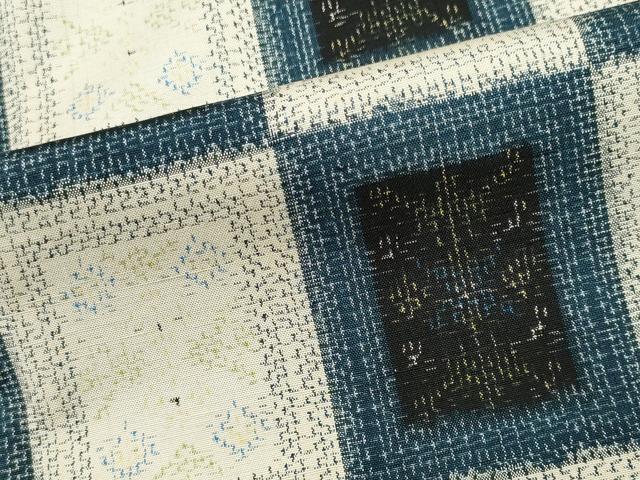平和屋着物■上質な紬　市松吉祥文　胴抜き仕立て　正絹　逸品　CABH1066ou