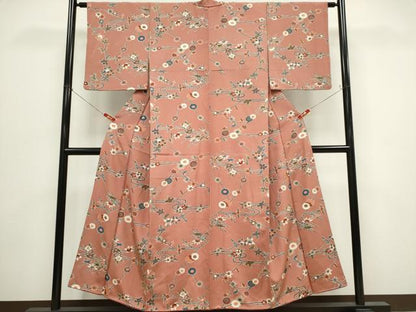 平和屋着物■上質な小紋　枝花文　正絹　逸品　CABH1053ou