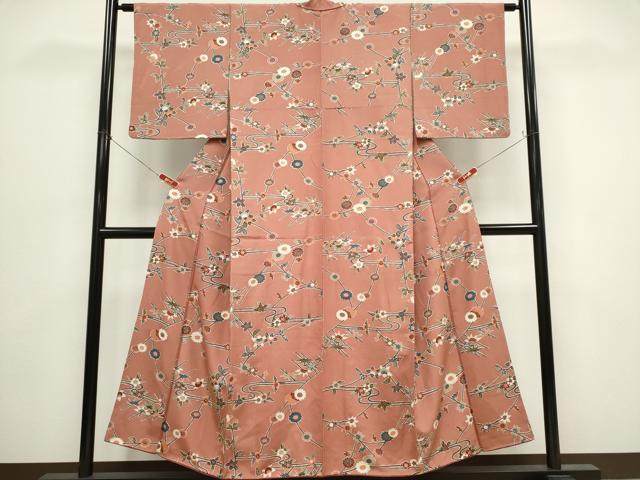 平和屋着物■上質な小紋　枝花文　正絹　逸品　CABH1053ou