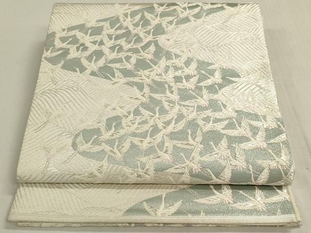 平和屋着物◎六通柄袋帯　飛鶴流水文　銀糸　正絹　逸品　DABF8497we