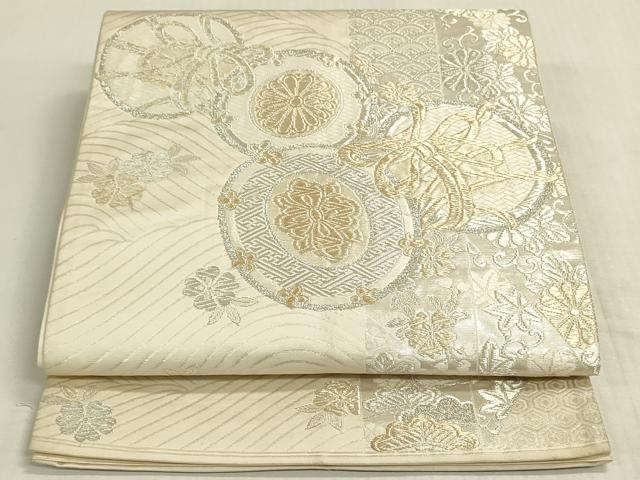 平和屋着物◎全通柄袋帯　美保姿　鼓花松文　金銀糸　正絹　逸品　DABF8484we