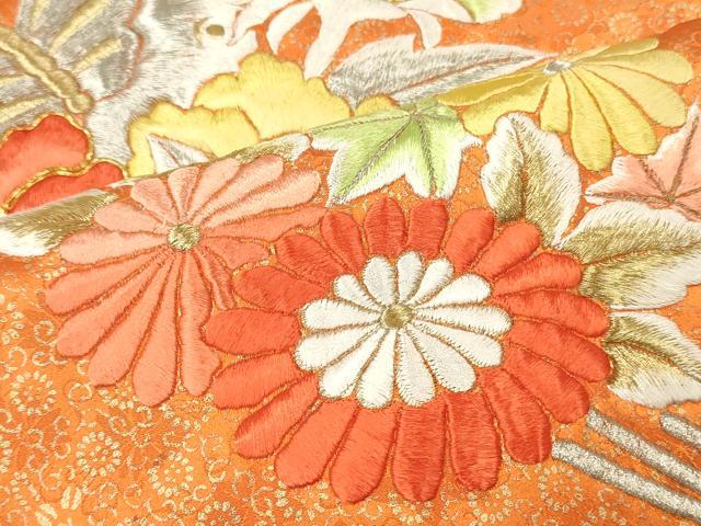 平和屋着物■豪華振袖　総刺繍　花蝶文　暈し染め　金彩　正絹　逸品　DABG7078zy