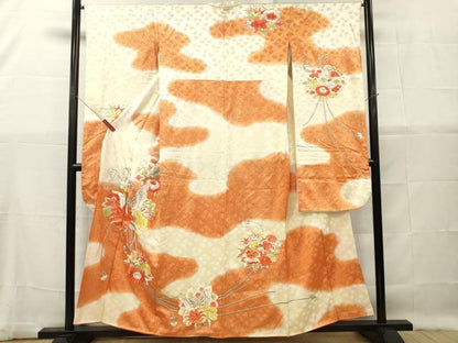 平和屋着物■豪華振袖　総刺繍　花蝶文　暈し染め　金彩　正絹　逸品　DABG7078zy
