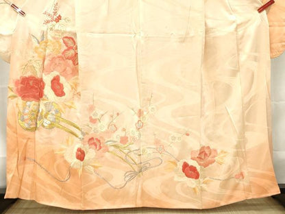 平和屋着物■豪華振袖　総刺繍　御所車花文　暈し染め　金銀糸　正絹　逸品　DABG7097zy
