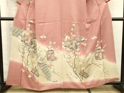 平和屋着物■訪問着　貝桶花文　文箱　枝梅　暈し染め　正絹　逸品　DABG7651ya