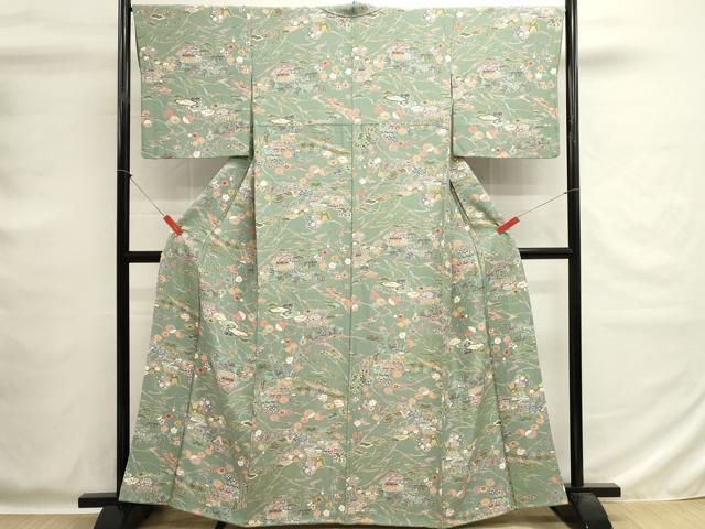 平和屋着物■上質な小紋　風景花文　金彩　正絹　逸品　DABG6804cd
