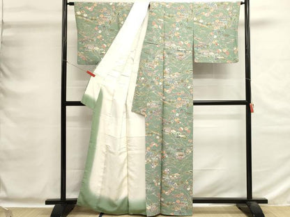 平和屋着物■上質な小紋　風景花文　金彩　正絹　逸品　DABG6804cd