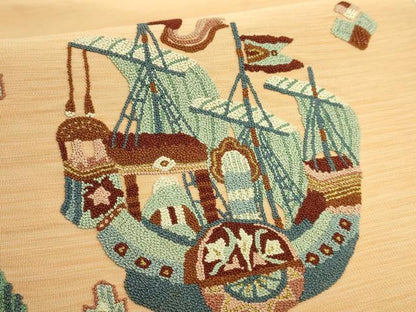 平和屋着物●極上　手織綴れ　山鹿清華　中国三大刺繍　相良刺繍　総刺刺繍　太鼓柄袋帯　船　逸品　DZAB7474kh6