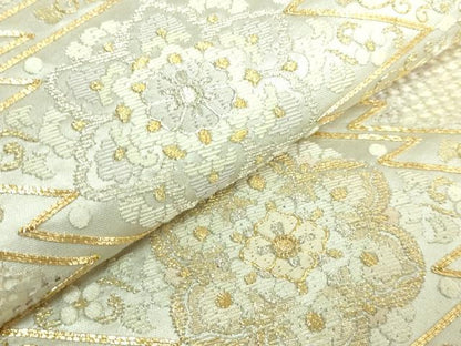 平和屋本店●極上　中国三大刺繍　スワトウ刺繍　汕頭刺繍　総刺繍　袋帯　松皮菱花文　金銀糸　逸品　DZAB7585kh6