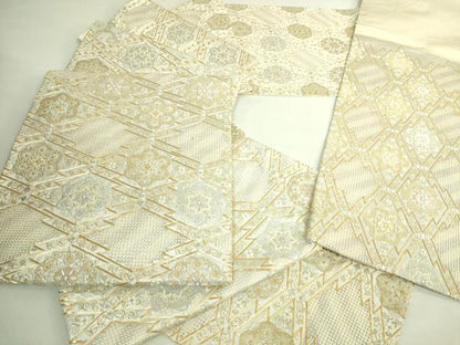 平和屋本店●極上　中国三大刺繍　スワトウ刺繍　汕頭刺繍　総刺繍　袋帯　松皮菱花文　金銀糸　逸品　DZAB7585kh6