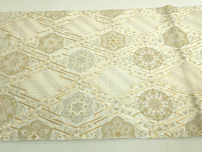 平和屋本店●極上　中国三大刺繍　スワトウ刺繍　汕頭刺繍　総刺繍　袋帯　松皮菱花文　金銀糸　逸品　DZAB7585kh6