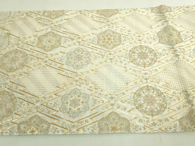 平和屋本店●極上　中国三大刺繍　スワトウ刺繍　汕頭刺繍　総刺繍　袋帯　松皮菱花文　金銀糸　逸品　DZAB7585kh6