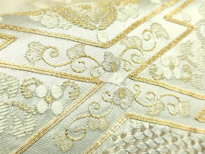 平和屋本店●極上　中国三大刺繍　スワトウ刺繍　汕頭刺繍　総刺繍　袋帯　松皮菱花文　金銀糸　逸品　DZAB7585kh6