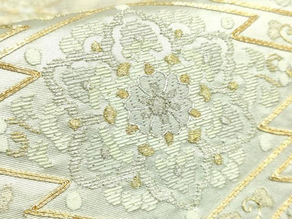 平和屋本店●極上　中国三大刺繍　スワトウ刺繍　汕頭刺繍　総刺繍　袋帯　松皮菱花文　金銀糸　逸品　DZAB7585kh6