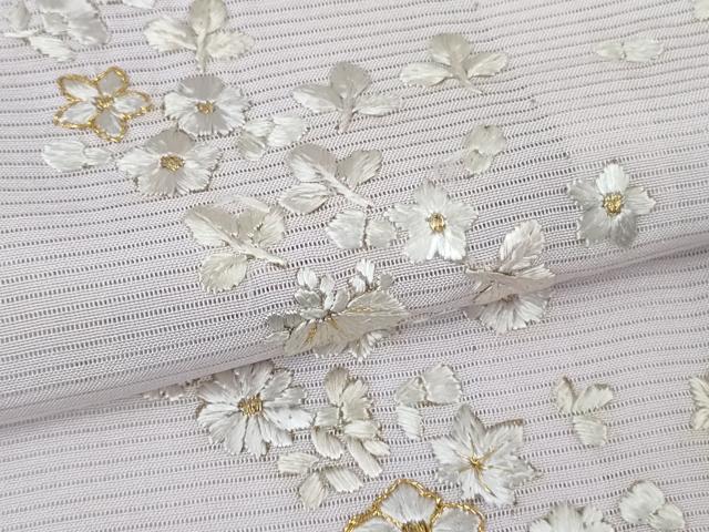 平和屋本店＊極上 夏物 訪問着 総手刺繍 絽 舞花文 淡紅藤色地 金糸 逸品 DZAB4019kh6