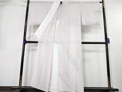 平和屋本店＊極上 夏物 訪問着 総手刺繍 絽 舞花文 淡紅藤色地 金糸 逸品 DZAB4019kh6