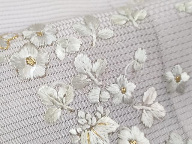 平和屋本店＊極上 夏物 訪問着 総手刺繍 絽 舞花文 淡紅藤色地 金糸 逸品 DZAB4019kh6