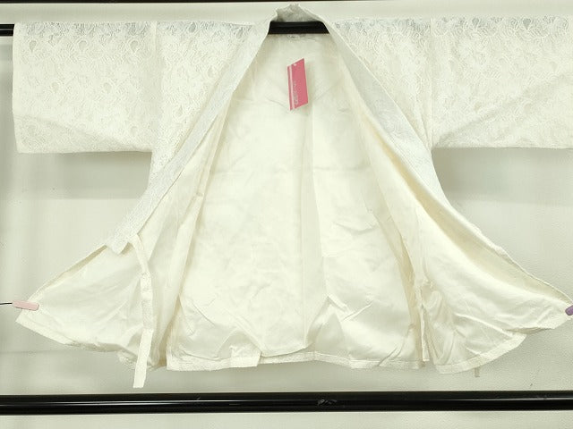 平和屋着物∴極上　夏物　レース甚平　浴衣　総レース　花唐草文　ホワイト　白地　逸品　新品　DZAB10277kh6
