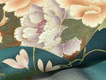平和屋着物●訪問着　地紙花文　暈し染め　金彩　ロング丈　正絹　逸品　BAAX7022hv