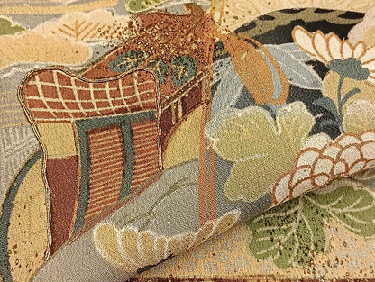 平和屋着物●アンティーク　大正ロマン　黒留袖　駒刺繍　御所車檜扇花文　金彩　正絹　逸品　BAAX2945hv