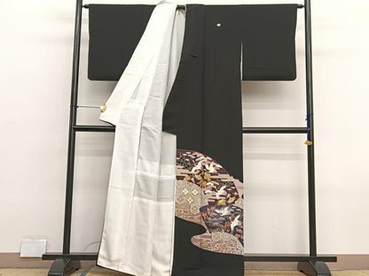 平和屋着物■豪華黒留袖　飛鶴宝尽くし　金彩　正絹　逸品　BAAX2773hv
