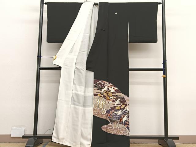 平和屋着物■豪華黒留袖　飛鶴宝尽くし　金彩　正絹　逸品　BAAX2773hv