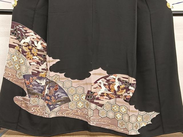 平和屋着物■豪華黒留袖　飛鶴宝尽くし　金彩　正絹　逸品　BAAX2773hv