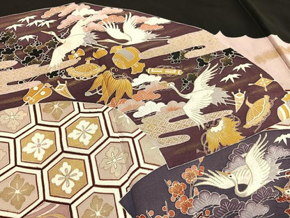 平和屋着物■豪華黒留袖　飛鶴宝尽くし　金彩　正絹　逸品　BAAX2773hv