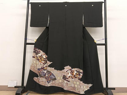 平和屋着物■豪華黒留袖　飛鶴宝尽くし　金彩　正絹　逸品　BAAX2773hv