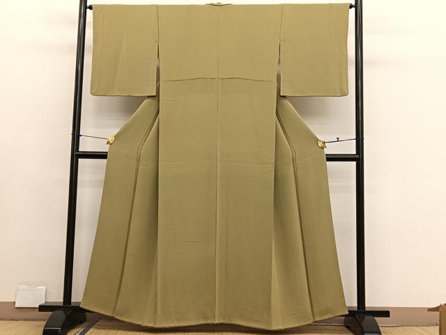 平和屋着物●本加賀友禅作家　西尾翠峰監修　色無地　桑染色　鬼しぼ縮緬　正絹　逸品　BAAX2840hv