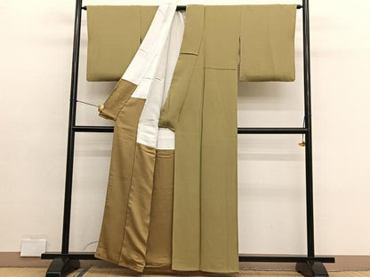 平和屋着物●本加賀友禅作家　西尾翠峰監修　色無地　桑染色　鬼しぼ縮緬　正絹　逸品　BAAX2840hv