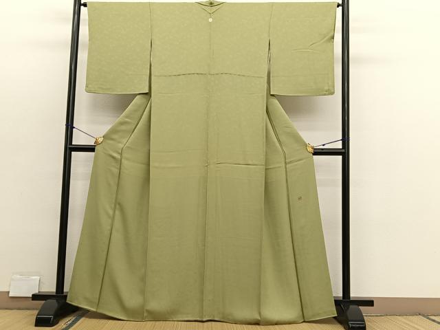 平和屋着物●上質な色無地　作家物　花唐草地紋　木蘭色　正絹　逸品　BAAX2856hv