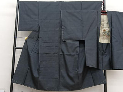 平和屋着物■男性　本場大島紬　アンサンブル　100亀甲　総詰め　羽裏：風神雷神　正絹　逸品　BAAX2864hv