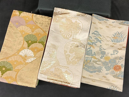 平和屋着物■袋帯 西陣 まとめて100点 鳳凰 向かい鶴 向かい尾長鳥 風景 花柄 楽器 七宝 佐賀錦 金銀糸 など 未使用品有 全て正絹 mmm1155