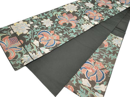 平和屋着物●六通柄袋帯　更紗花唐草文　金糸　正絹　逸品　CABI0100hy
