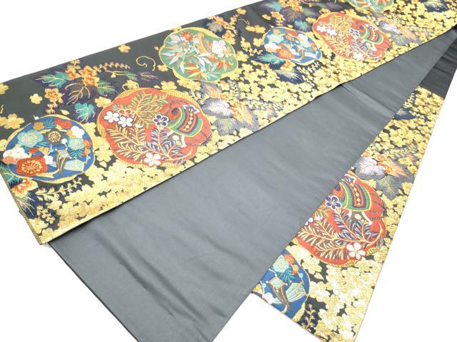 平和屋着物●六通柄袋帯　唐織　打ち出の小槌　草花文　金糸　正絹　逸品　CABI0104hy