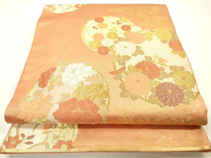平和屋着物▼西陣の名門　本家加納　六通柄袋帯　花丸文　金糸　正絹　逸品　DABG5280fe